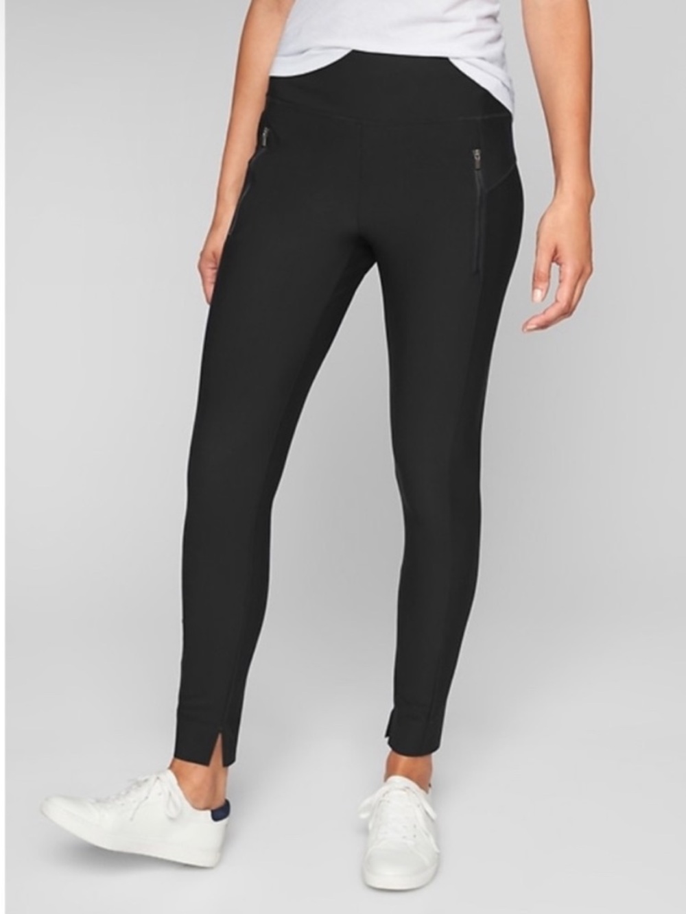 Athleta Black Stellar Tight Skinny Ankle Zip Performance Pants, Size Small, Tall